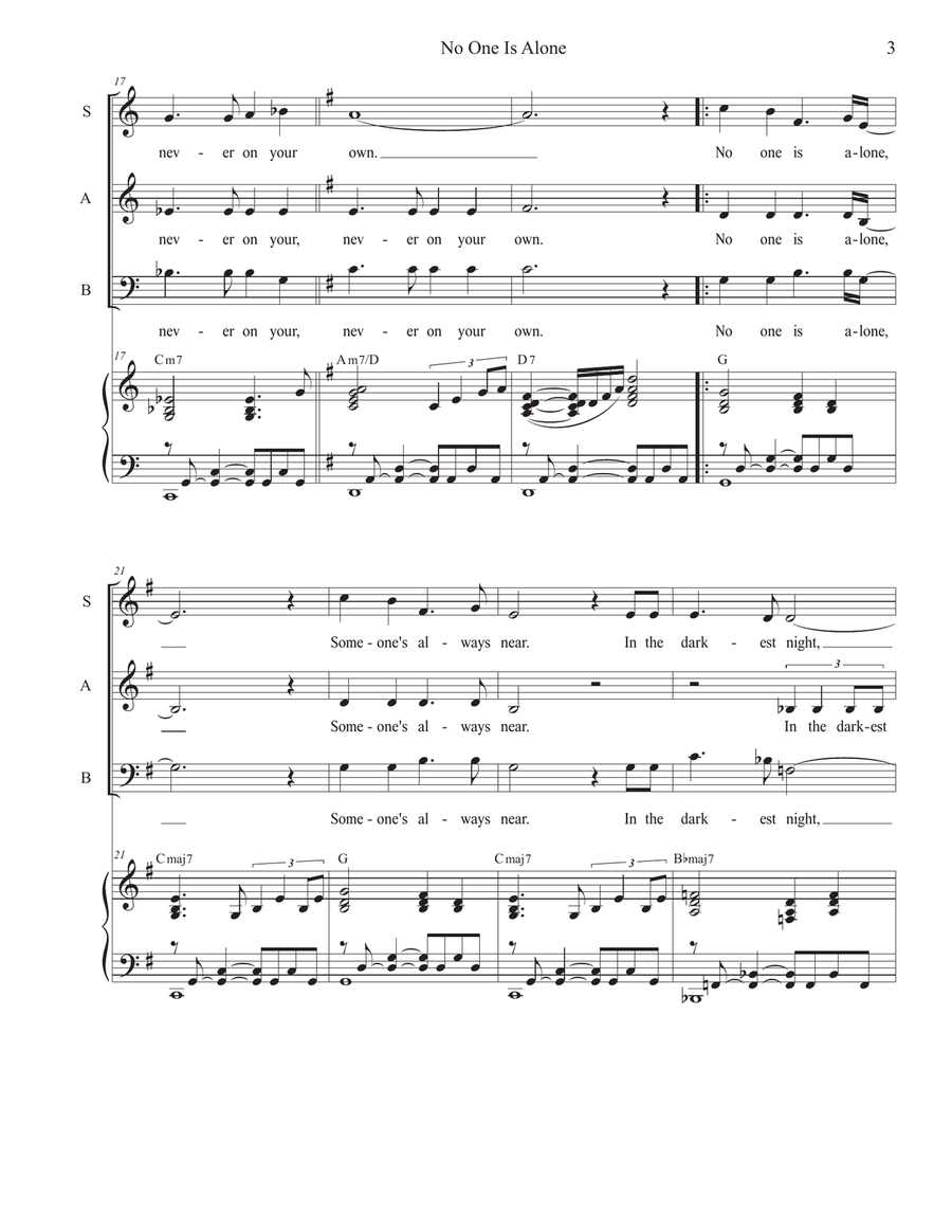 No One Is Alone (Vocal Trio - (SAB) by Stephen DeCesare 3-Part - Digital Sheet Music page 3