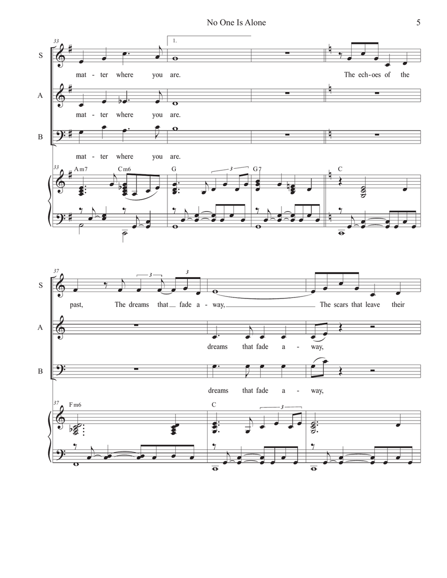 No One Is Alone (Vocal Trio - (SAB) by Stephen DeCesare 3-Part - Digital Sheet Music page 5