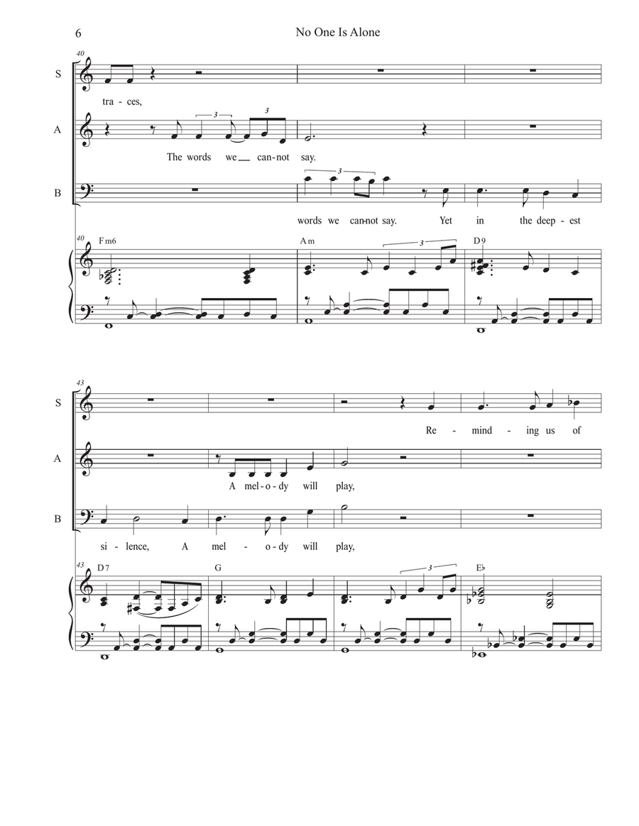 No One Is Alone (Vocal Trio - (SAB) by Stephen DeCesare 3-Part - Digital Sheet Music page 6