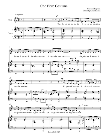 Che Fiero Costume (E minor)