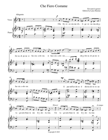 Che Fiero Costume (G minor)
