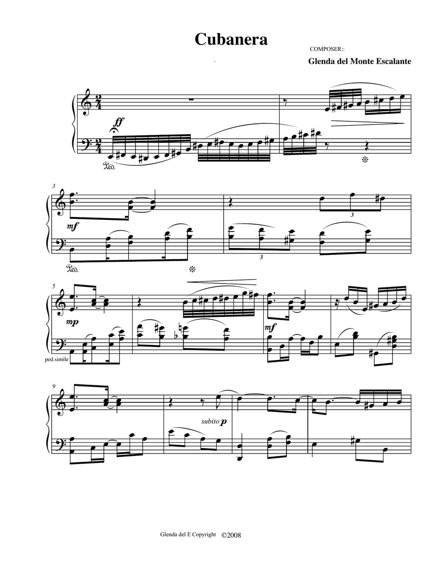 CUBANERA Piano Solo - Digital Sheet Music page 2