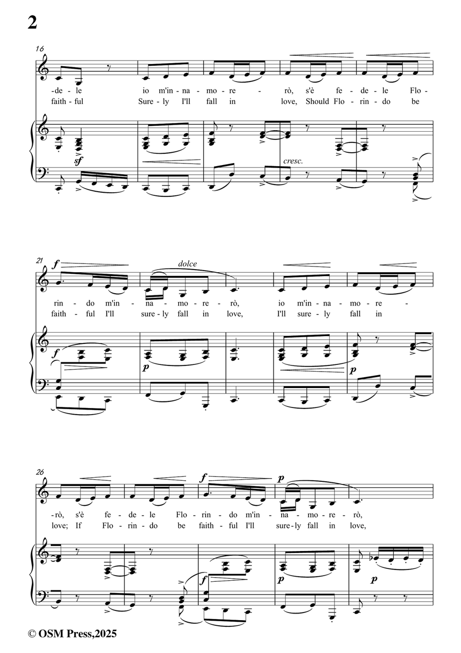 A. Scarlatti-Se Florindo è fedele,in C Major by Alessandro Scarlatti Piano, Vocal - Digital Sheet Music page 4