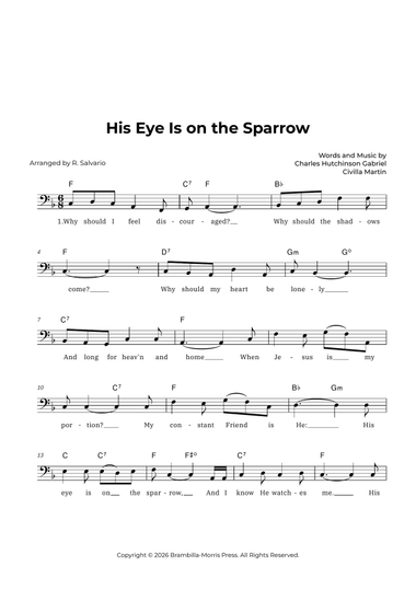 His Eye Is on the Sparrow (Key of F Major)