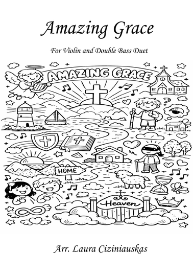 Amazing Grace – Easy Traditional Violin and Double Bass Duet F Major Arrangement