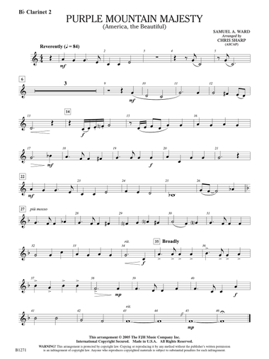 Purple Mountain Majesty (America, The Beautiful): B-flat Clarinet 2
