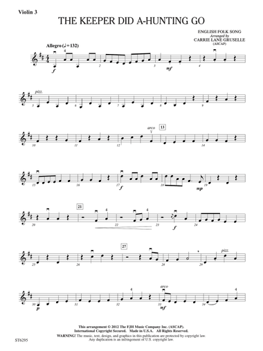 The Keeper Did A-Hunting Go: Violin 3 (Viola T.C.)