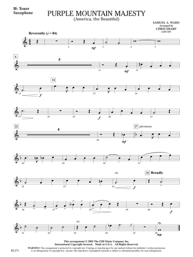 Purple Mountain Majesty (America, The Beautiful): B-flat Tenor Saxophone