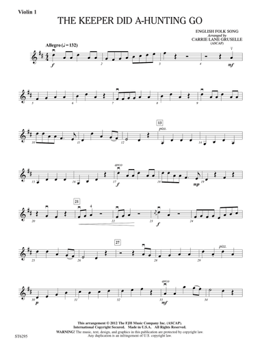The Keeper Did A-Hunting Go: Violin 1