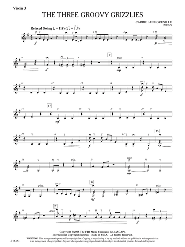 The Three Groovy Grizzlies: Violin 3 (Viola T.C.)