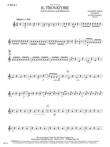 Il Trovatore (Anvil Chorus and Miserere): F Horn 1