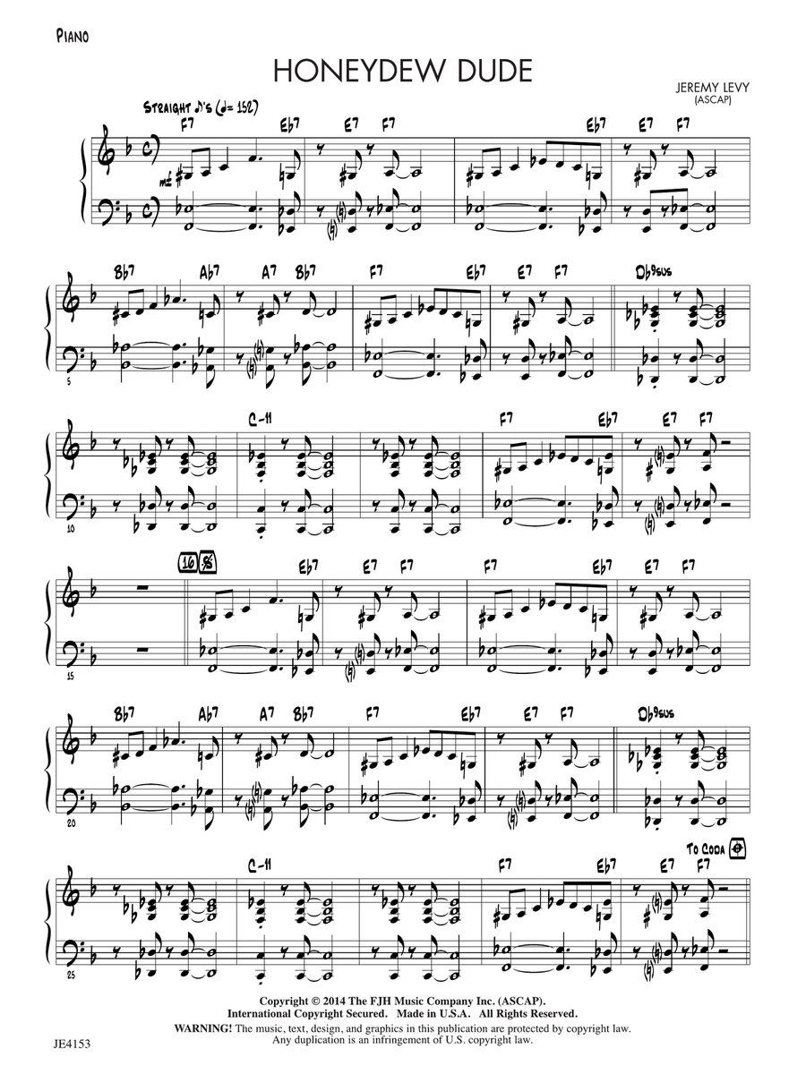Honeydew Dude: Piano Piano Solo - Digital Sheet Music page 2