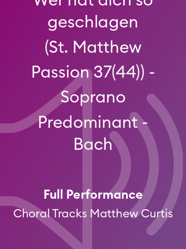 Wer hat dich so geschlagen (St. Matthew Passion 37(44)) - Soprano Predominant - Bach