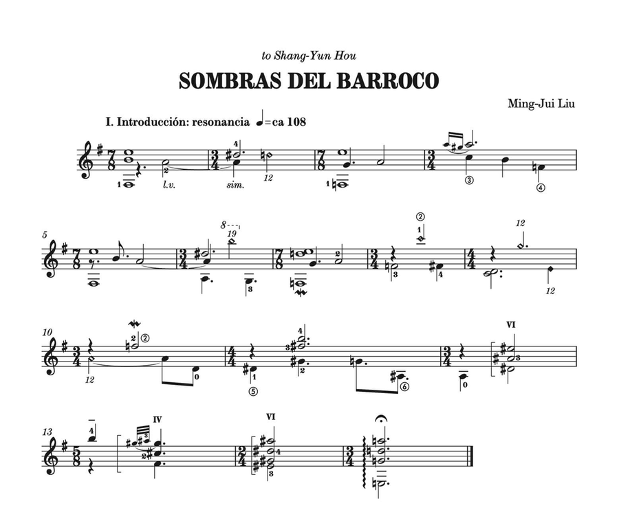 Sombras del Barroco Classical Guitar - Sheet Music page 2