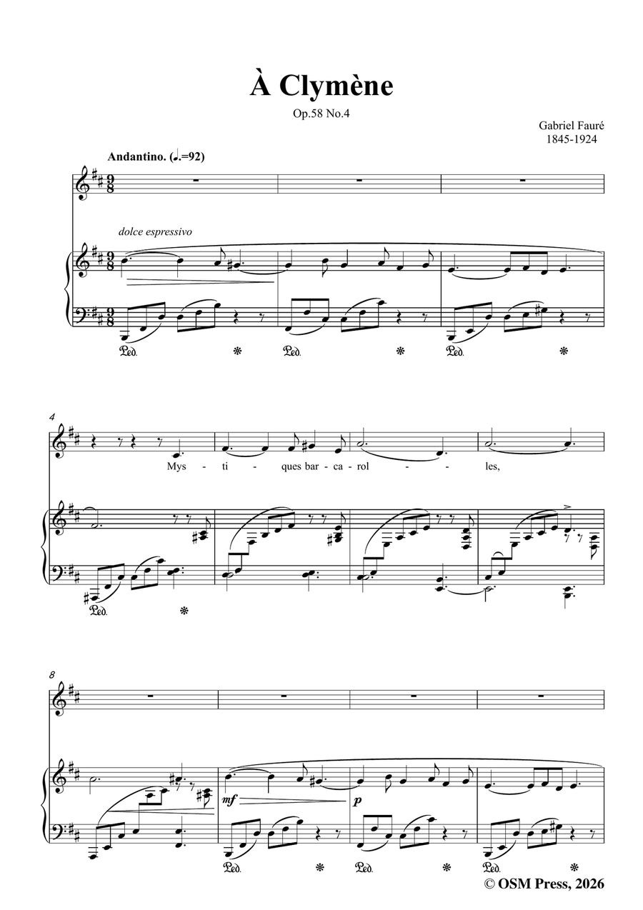 G. Fauré-À Clymène,in b minor by Gabriel Faure Piano, Vocal - Digital Sheet Music page 3