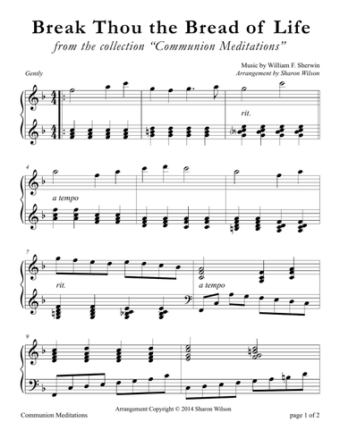 Break Thou the Bread of Life (LARGE PRINT Piano Solo)