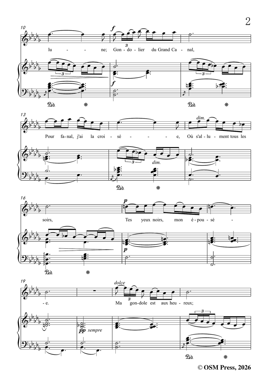 G. Fauré-Barcarolle,in b flat minor by Gabriel Faure Piano, Vocal - Digital Sheet Music page 3