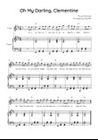 Oh My Darling, Clementine - Flute & Piano in D With Chords & Lyric - Easy