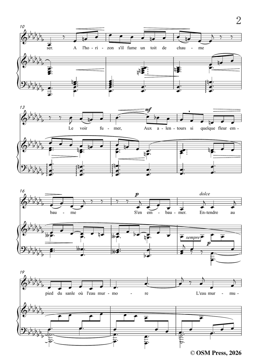 G. Fauré-Au bord de l'eau,in a flat minor by Gabriel Faure Piano, Vocal - Digital Sheet Music page 3