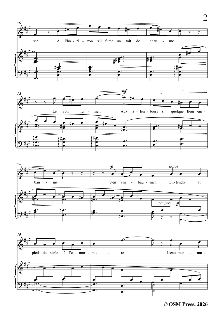 G. Fauré-Au bord de l'eau,in f sharp minor by Gabriel Faure Piano, Vocal - Digital Sheet Music page 3