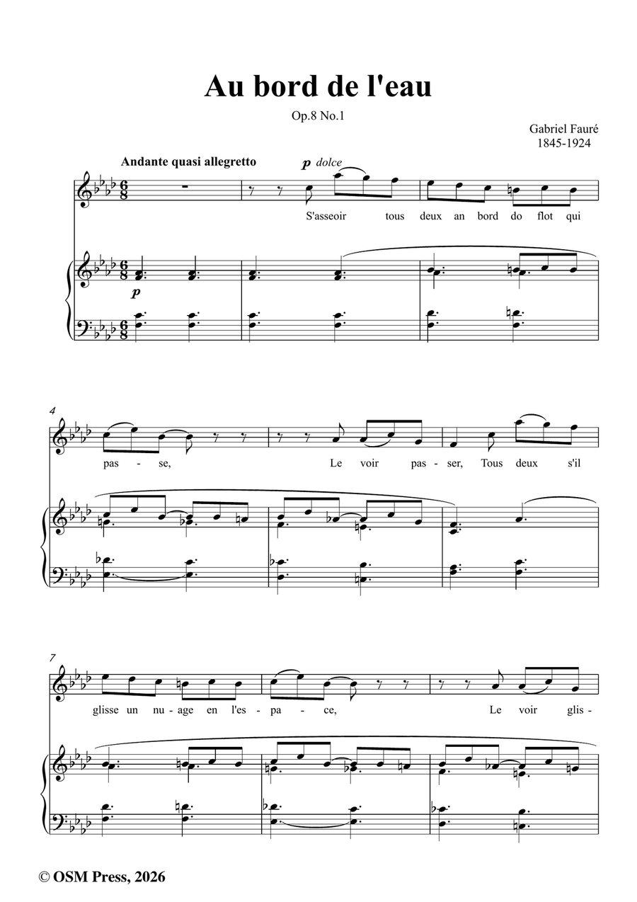 G. Fauré-Au bord de l'eau,in f minor by Gabriel Faure Piano, Vocal - Digital Sheet Music page 2