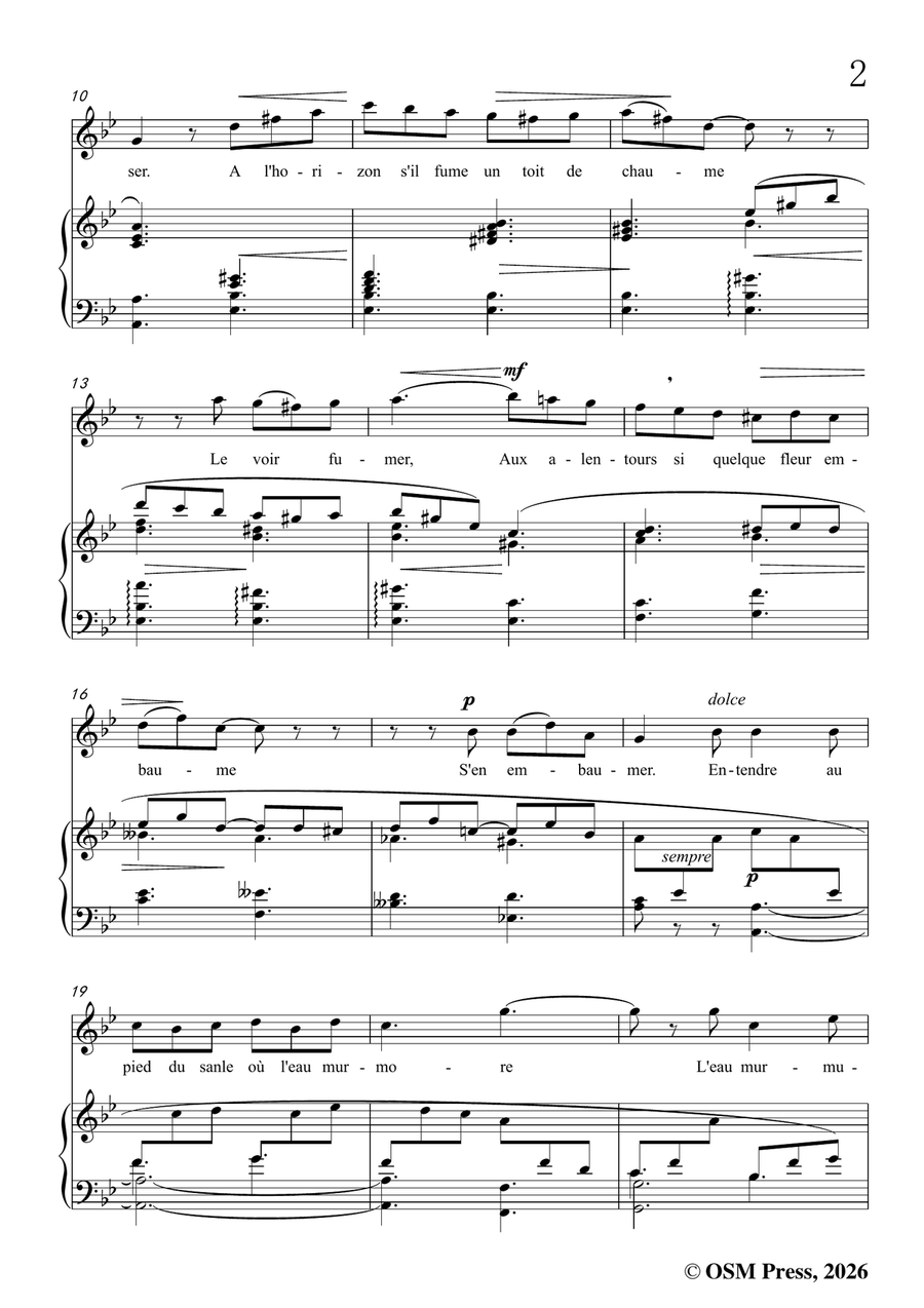G. Fauré-Au bord de l'eau,in g minor by Gabriel Faure Piano, Vocal - Digital Sheet Music page 3