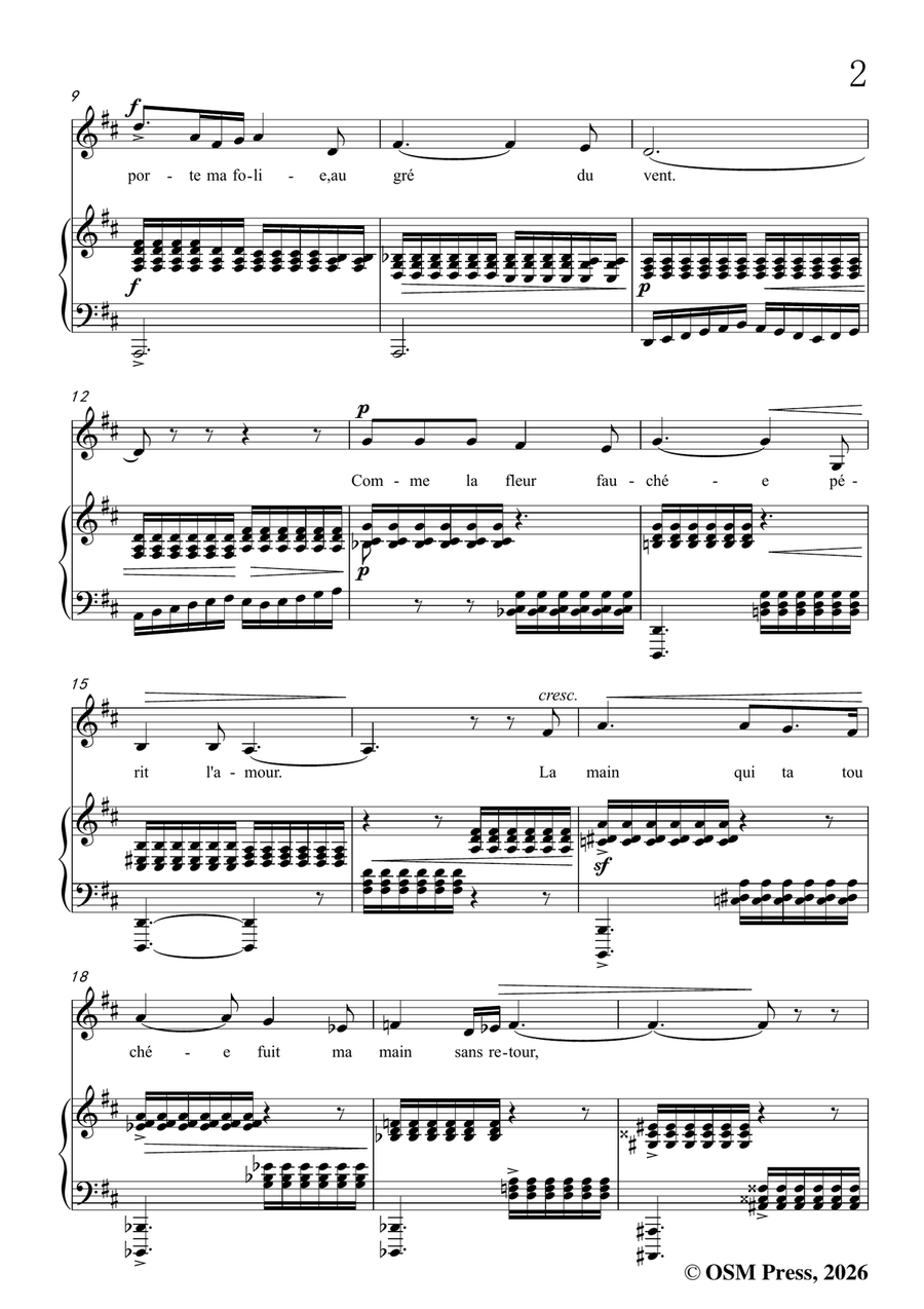 G. Fauré-Fleur jetée,in b minor by Gabriel Faure Piano, Vocal - Digital Sheet Music page 3