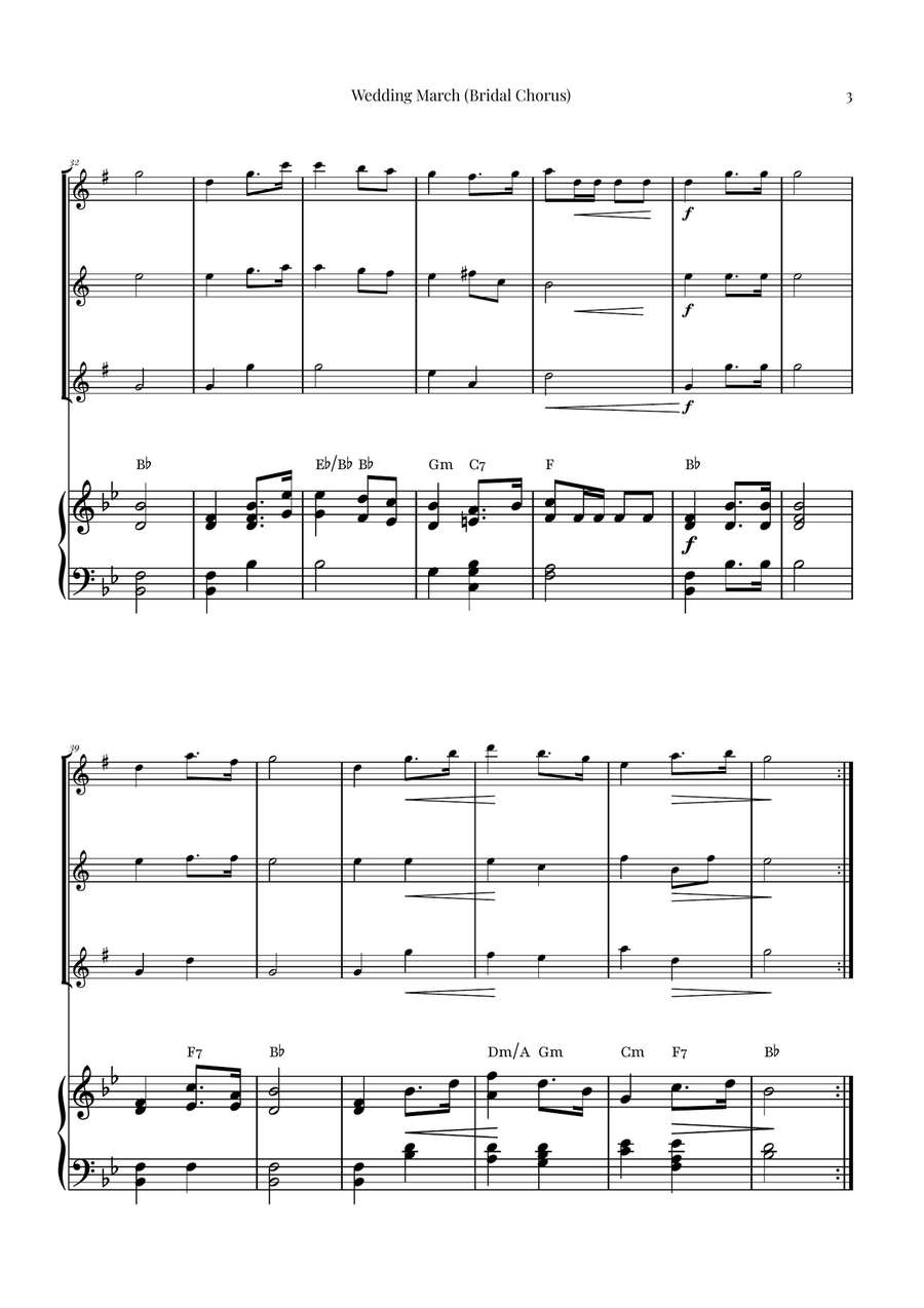 Wedding March (Bridal Chorus) by Richard Wagner Woodwind Trio - Digital Sheet Music page 3