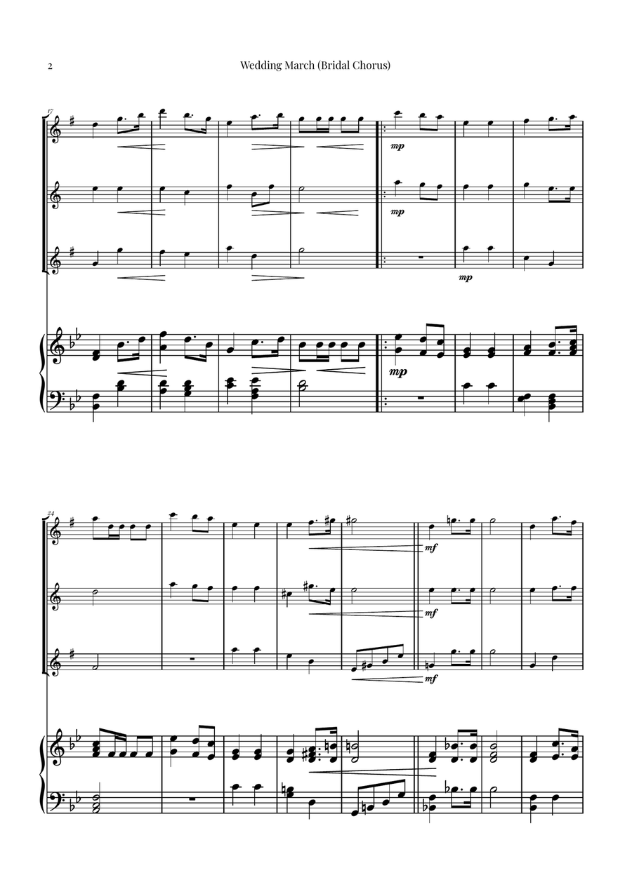 Wedding March (Bridal Chorus) by Richard Wagner Woodwind Trio - Digital Sheet Music page 2