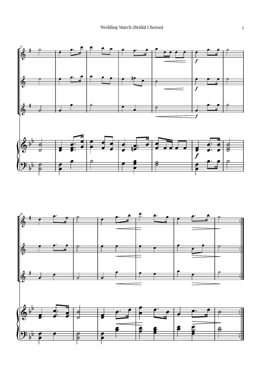 Wedding March (Bridal Chorus) by Richard Wagner Woodwind Trio - Digital Sheet Music page 3