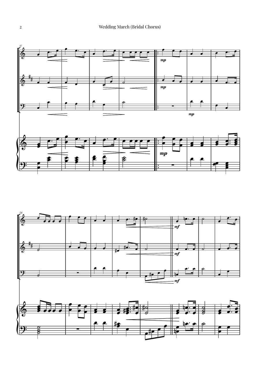 Wedding March (Bridal Chorus) by Richard Wagner Woodwind Trio - Digital Sheet Music page 2