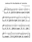 Joshua Fit the Battle of Jericho - Piano in Gm With Chords & Lyric - Easy