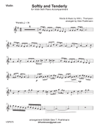 SOFTLY AND TENDERLY - Violin Solo with Piano Accompaniment (Grade 3) Violin Solo scores gallery preview page 4