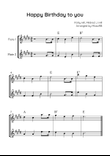 Happy Birthday to you - Flute Duet in E With Chords - Easy