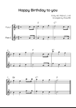 Happy Birthday to you - Flute Duet in F With Chords - Easy