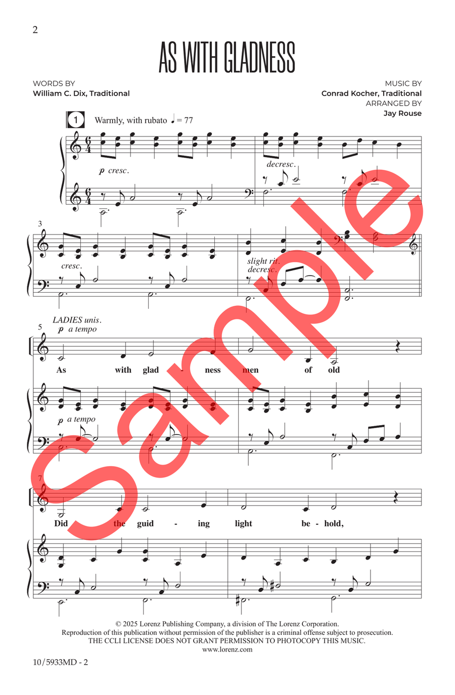 As With Gladness Choir - Sheet Music page 2