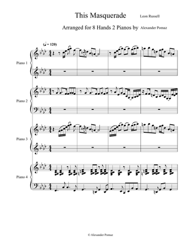 This Masquerade - Leon Russell - Alexander Pomaz - 8 Hands 2 Pianos