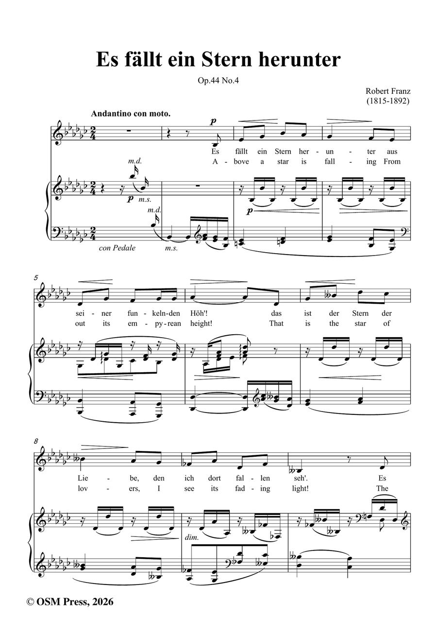 R. Franz-Es fallt ein Stern herunter,in e flat minor by Robert Franz Piano, Vocal - Digital Sheet Music page 2