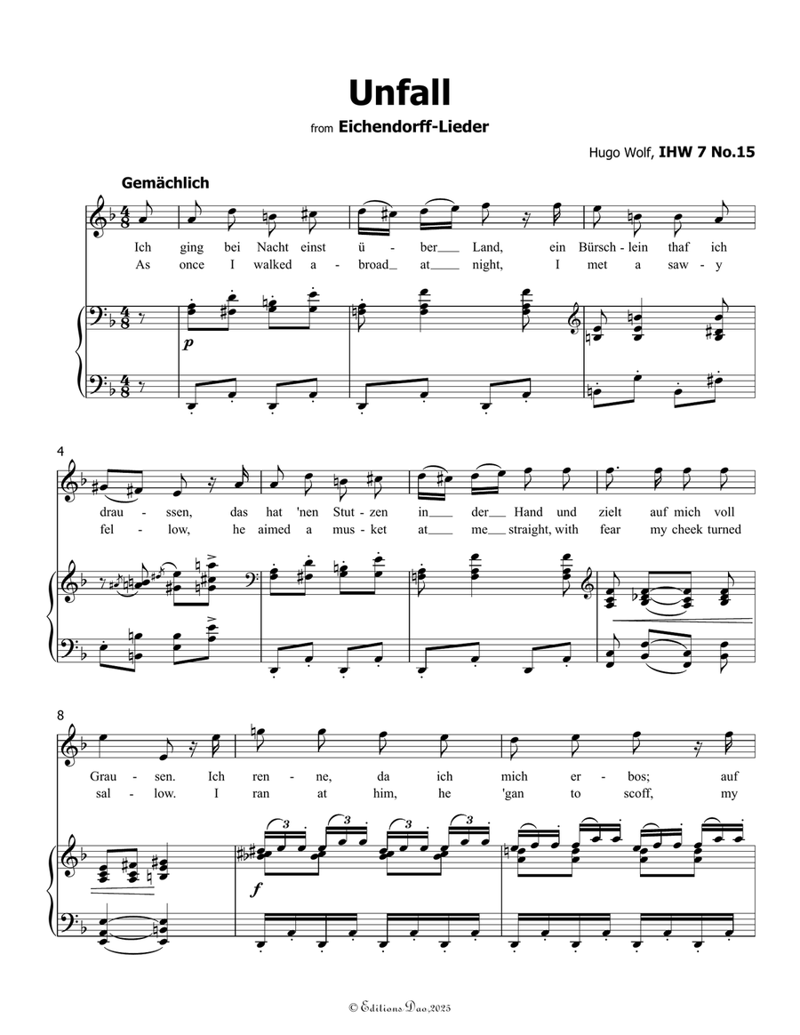 Unfall, by Hugo Wolf, IHW 7 No.15, in d minor by Hugo Wolf Piano, Vocal - Digital Sheet Music page 3