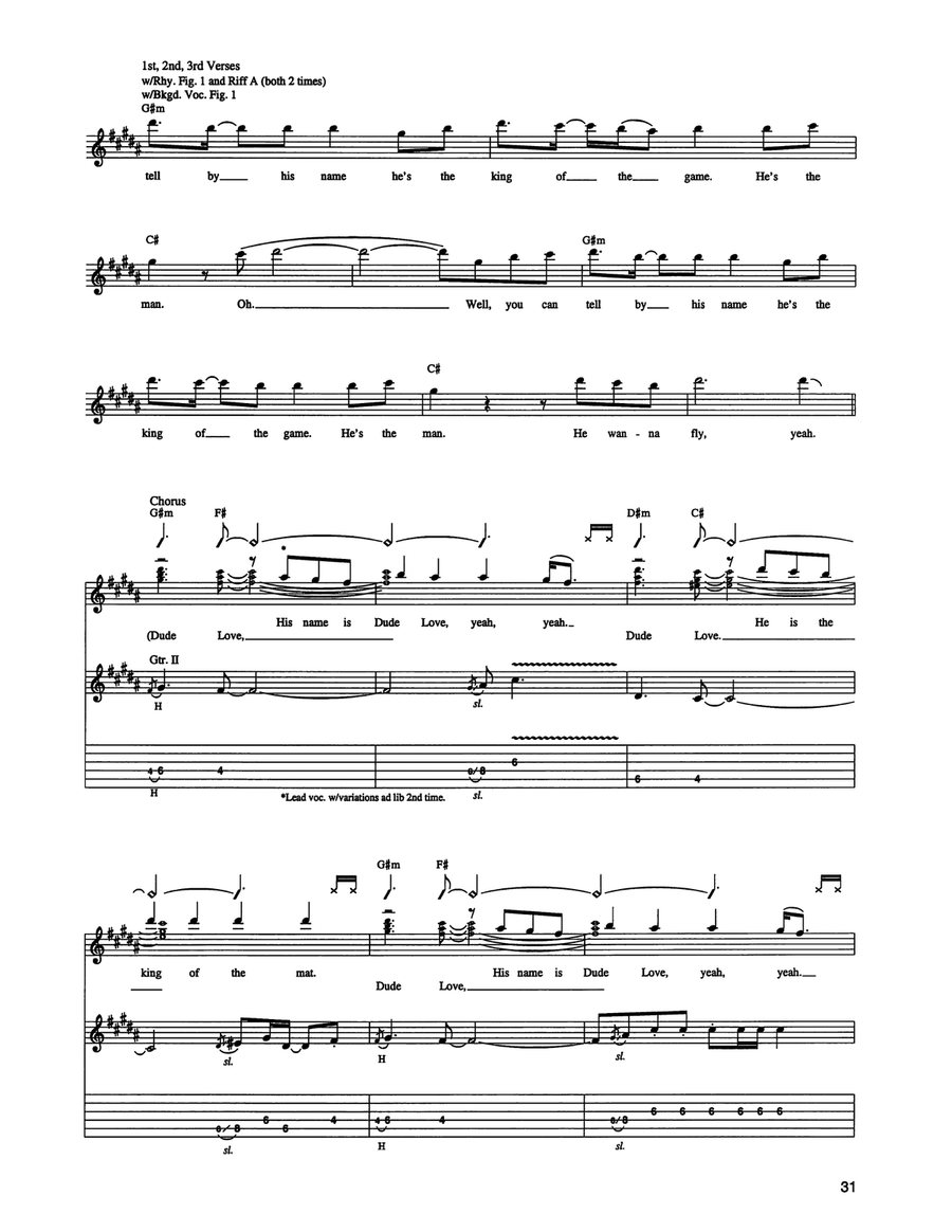 Dude Love Guitar Tablature - Digital Sheet Music page 2
