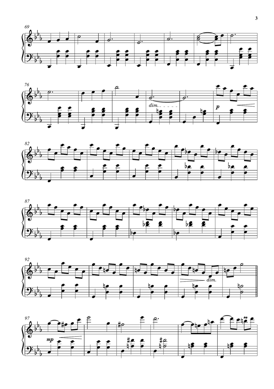 La valse de Minuit Piano Solo - Digital Sheet Music page 3