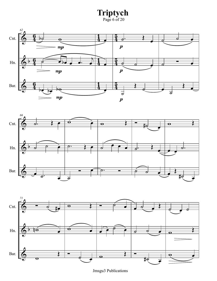 Guthrie: Triptych for Brass Trio by James M. Guthrie Brass Trio - Digital Sheet Music page 6