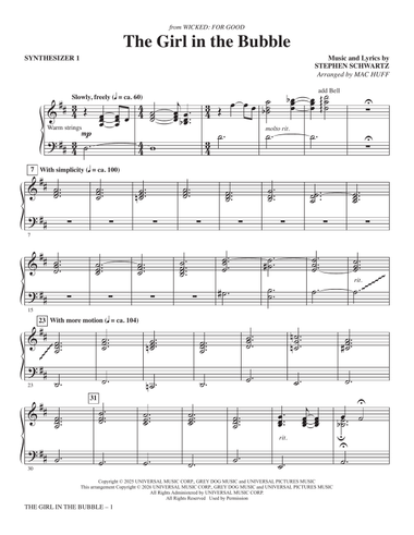 The Girl in the Bubble (from Wicked: For Good) (arr. Mac Huff) - Synthesizer I
