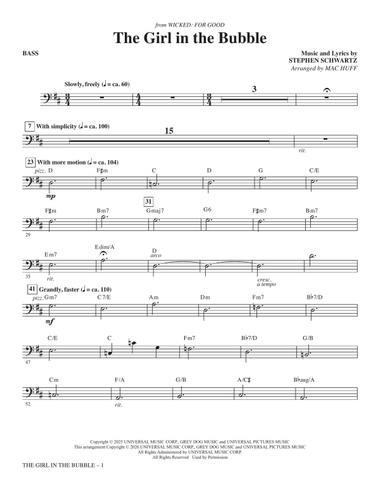 The Girl in the Bubble (from Wicked: For Good) (arr. Mac Huff) - Bass