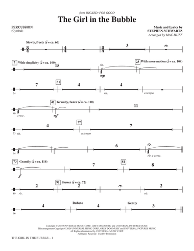 The Girl in the Bubble (from Wicked: For Good) (arr. Mac Huff) - Drums