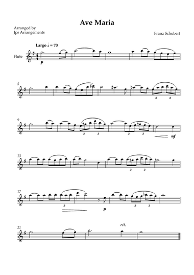 Ave Maria (Schubert) - Easy Flute solo in G Major