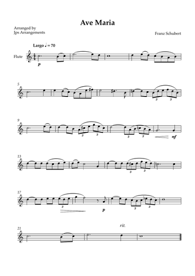 Ave Maria (Schubert) - Easy Flute solo in C Major