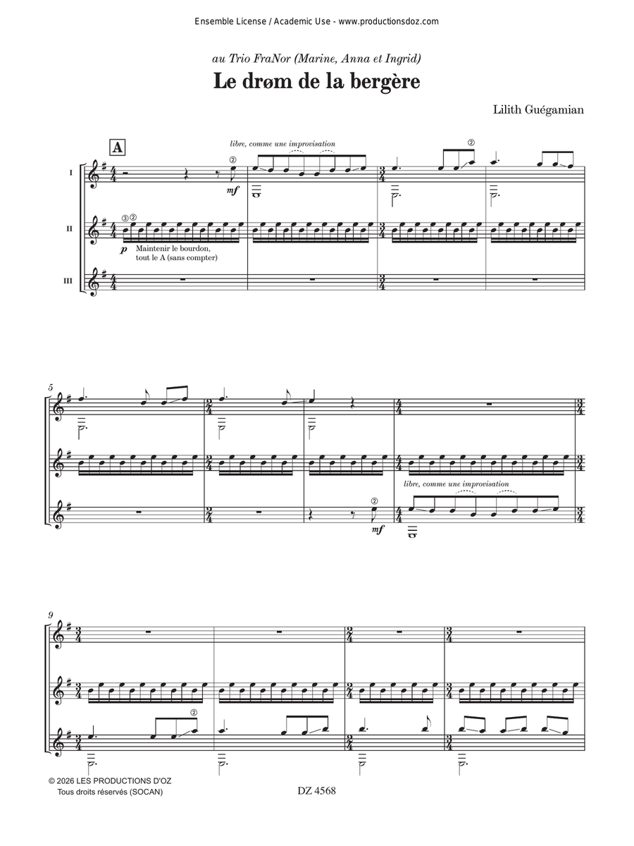 Le drøm de la bergère Guitar Ensemble - Digital Sheet Music page 3