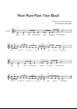 Row, Row, Row Your Boat - Voice in C With Chords & Lyric - Easy
