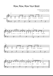 Row, Row, Row Your Boat - Piano in C With Chords & Lyric - Easy